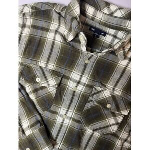 Gap Mens Medium Brown/Blue Long Sleeve Button-Down Shirt Flannel Plaid Outdoor